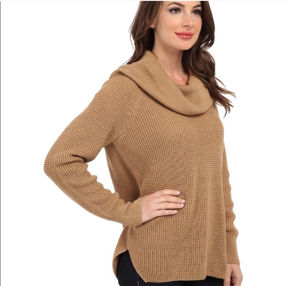 Michael Kors Sweaters - Michael Kors Waffle Cowl Neck Sweater Camel Chunky